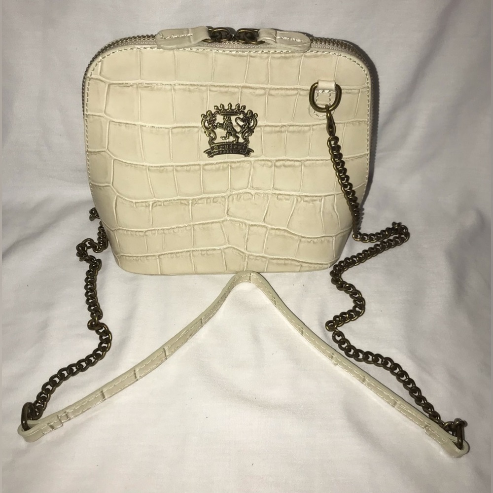 Pratesi Firenze~Cream~Croc Leather Crossbody